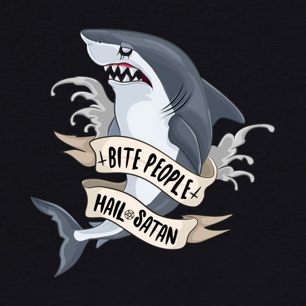 Bite People Hail Satan Shark by Eugenex